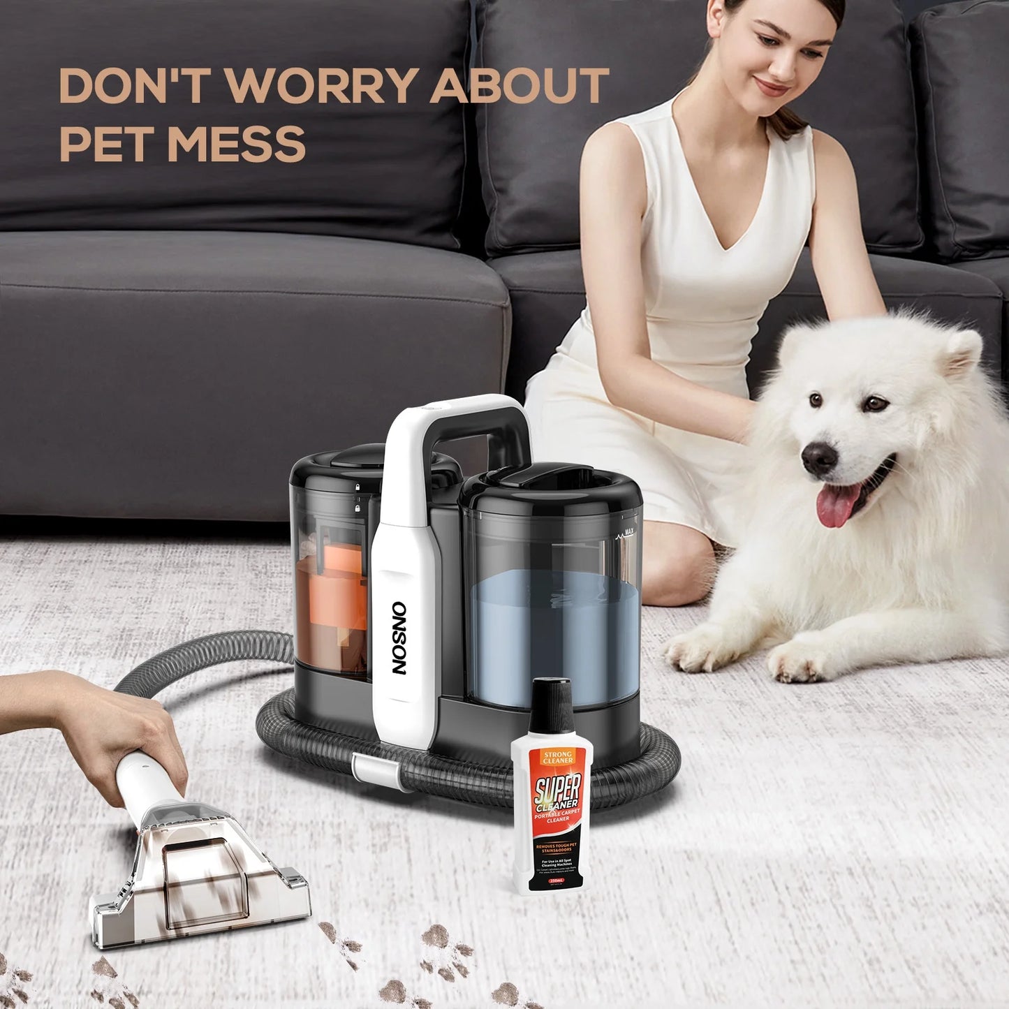Portable Carpet Cleaner Machine, Upholstery Spot Vacuum Cleaner, White