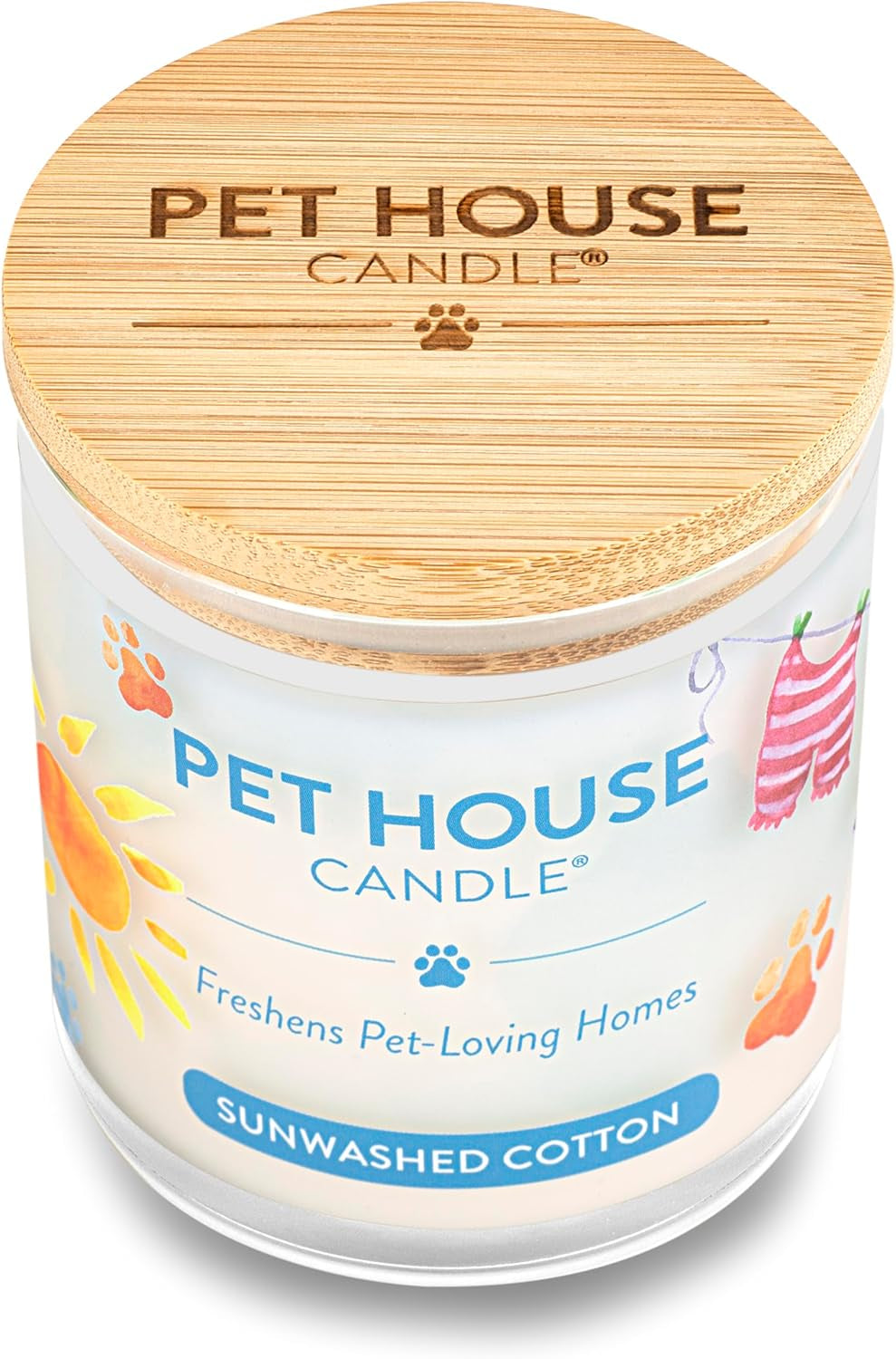 Pet House Candle 2 Pack - Plant-Based/Soy Candle - Clean Burning Scented Candles, Long Lasting Pet Odor Candle for Home - Sunwashed Cotton