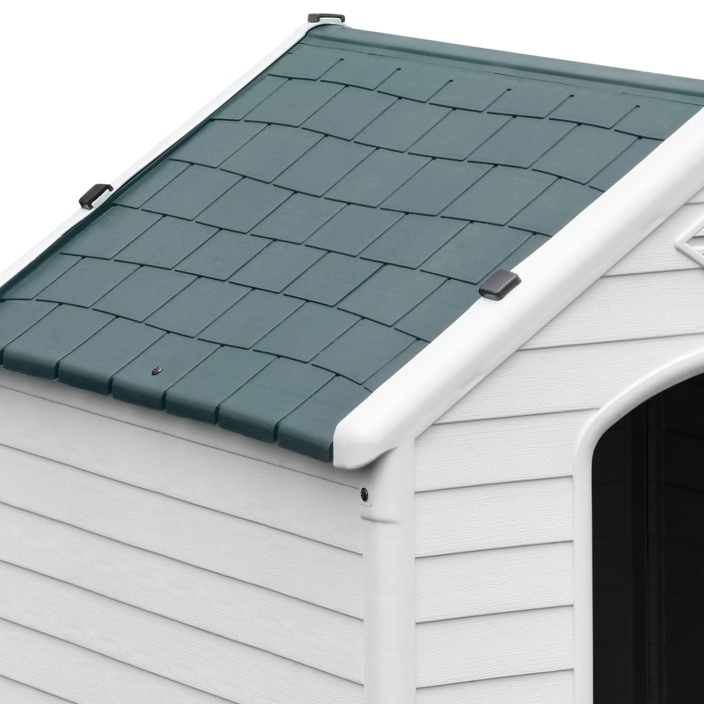 41" Large Waterproof Plastic Dog House with Elevated Floor & Air Vents, Outdoor Shelter, Gray