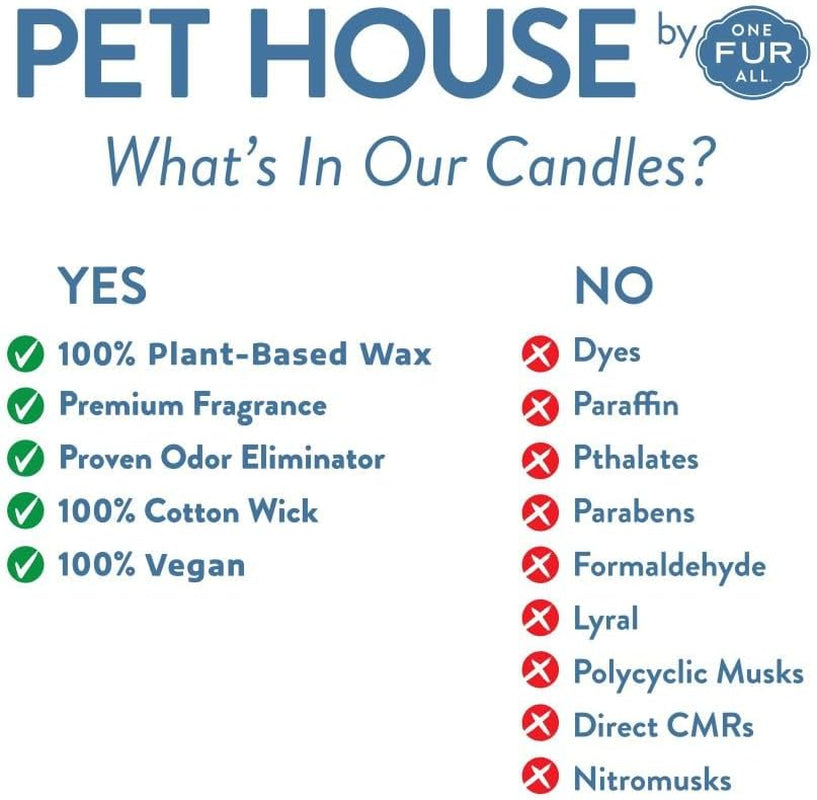 Pet House Candle 2 Pack - Plant-Based/Soy Candle - Clean Burning Scented Candles, Long Lasting Pet Odor Candle for Home - Sunwashed Cotton