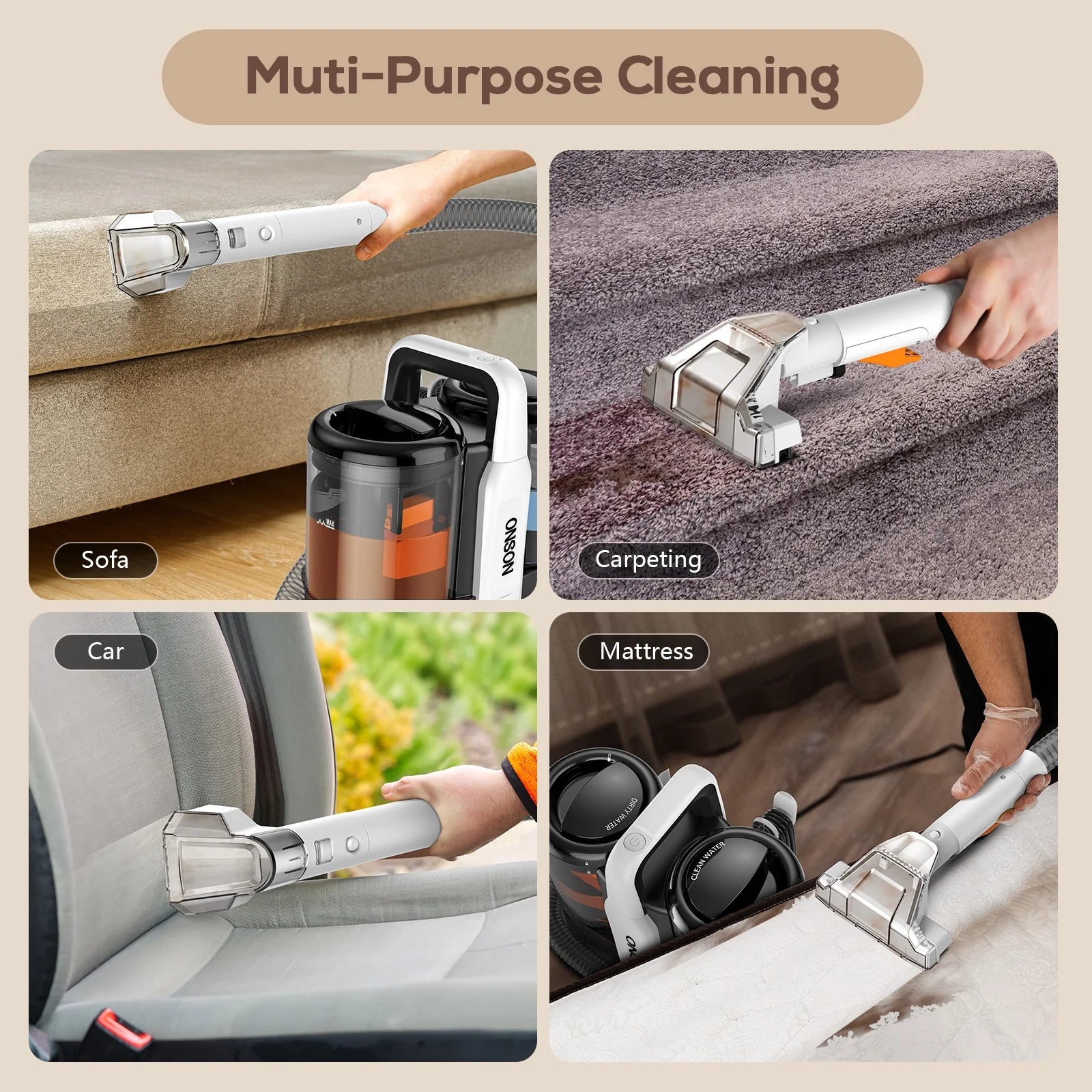Portable Carpet Cleaner Machine, Upholstery Spot Vacuum Cleaner, White